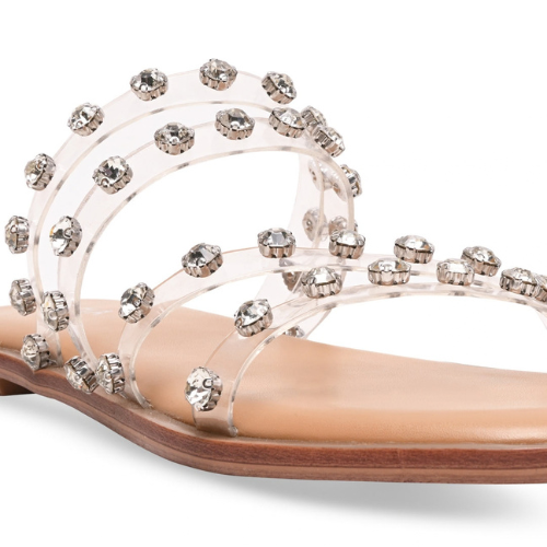 Women Transparent Diamante Studded Vinyl Flats