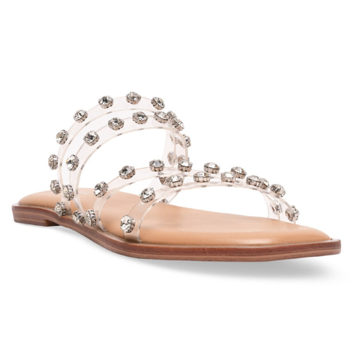 Women Transparent Diamante Studded Vinyl Flats