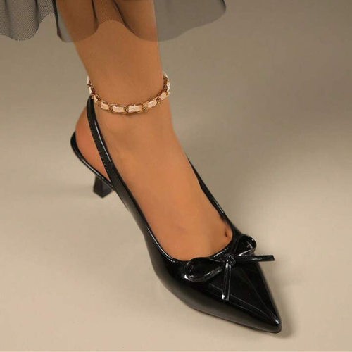 Bow Slingback Stiletto Heels Pointed Toe