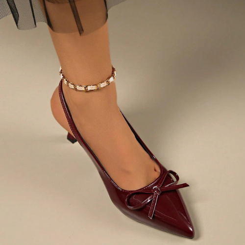 Bow Slingback Stiletto Heels Pointed Toe